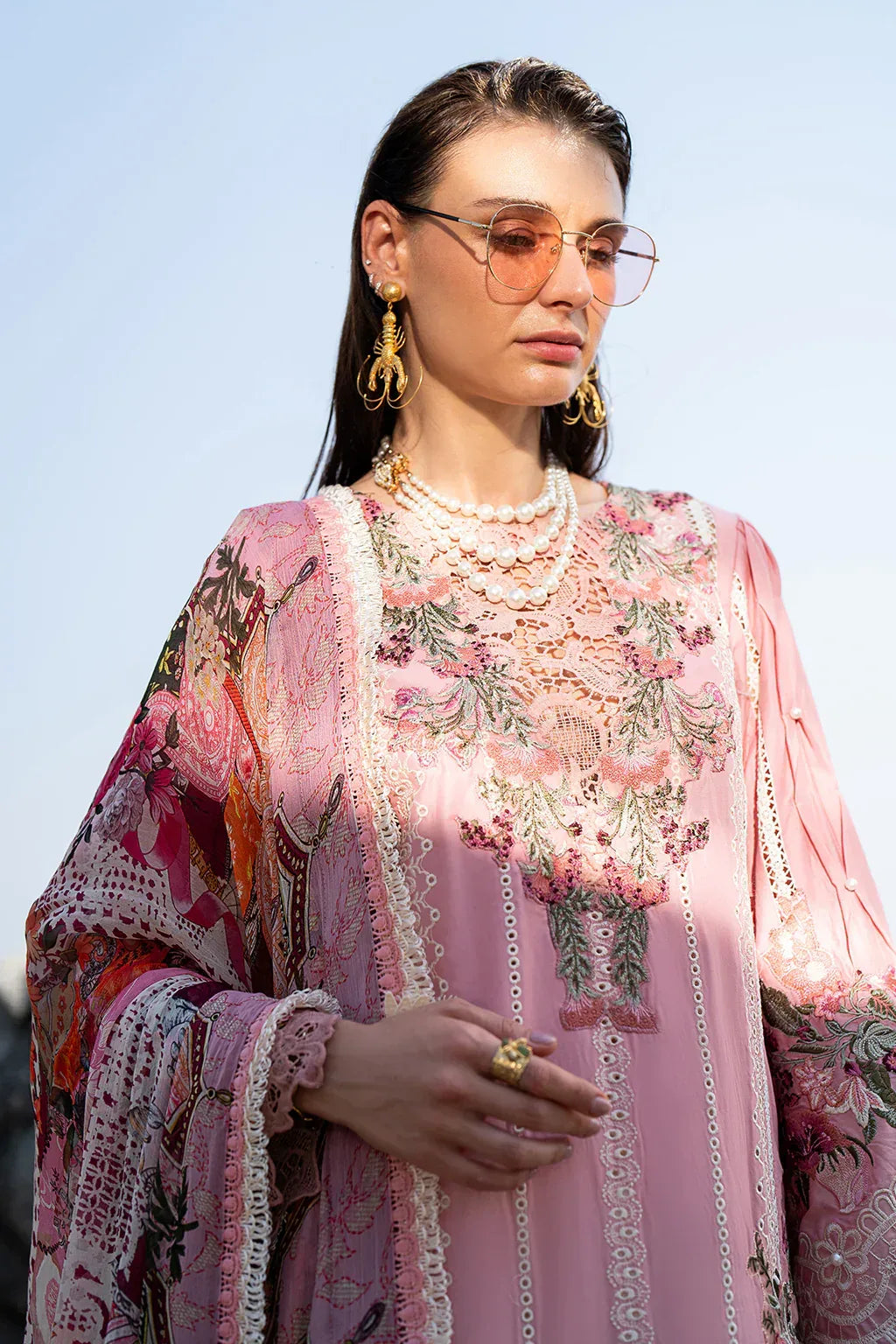 AJR Couture | Alif Signature Luxury Lawn 24 | Rosy - Rang-e-Khaas