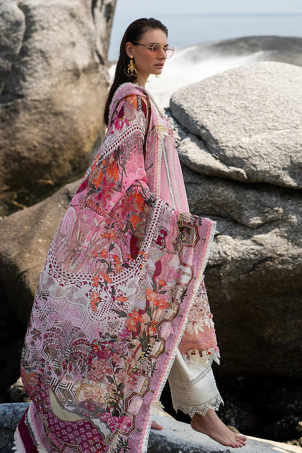 AJR Couture | Alif Signature Luxury Lawn 24 | Rosy - Rang-e-Khaas