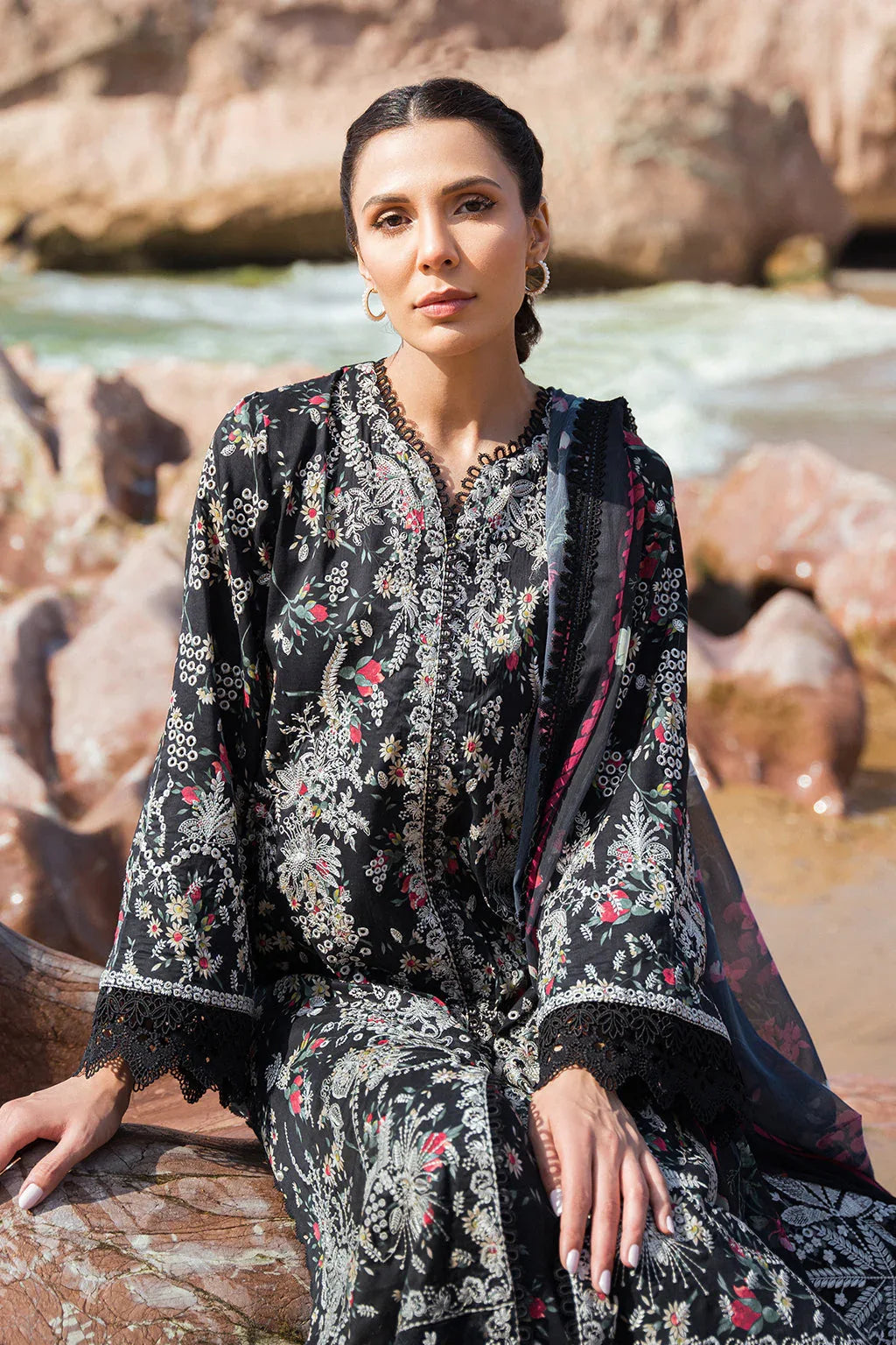 Afrozeh Summer Together Embroidered Lawn 3Pc Suit - Levana - Rang-e-Khaas