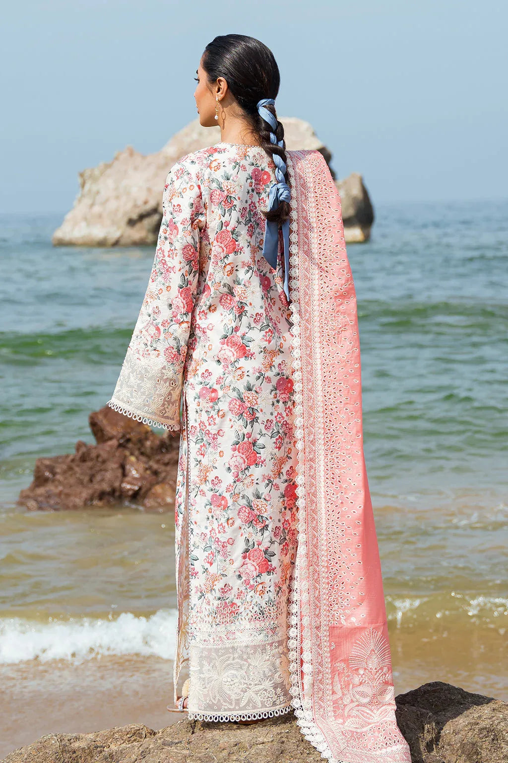 Afrozeh Summer Together Embroidered Lawn 3Pc Suit - Gardenia - Rang-e-Khaas