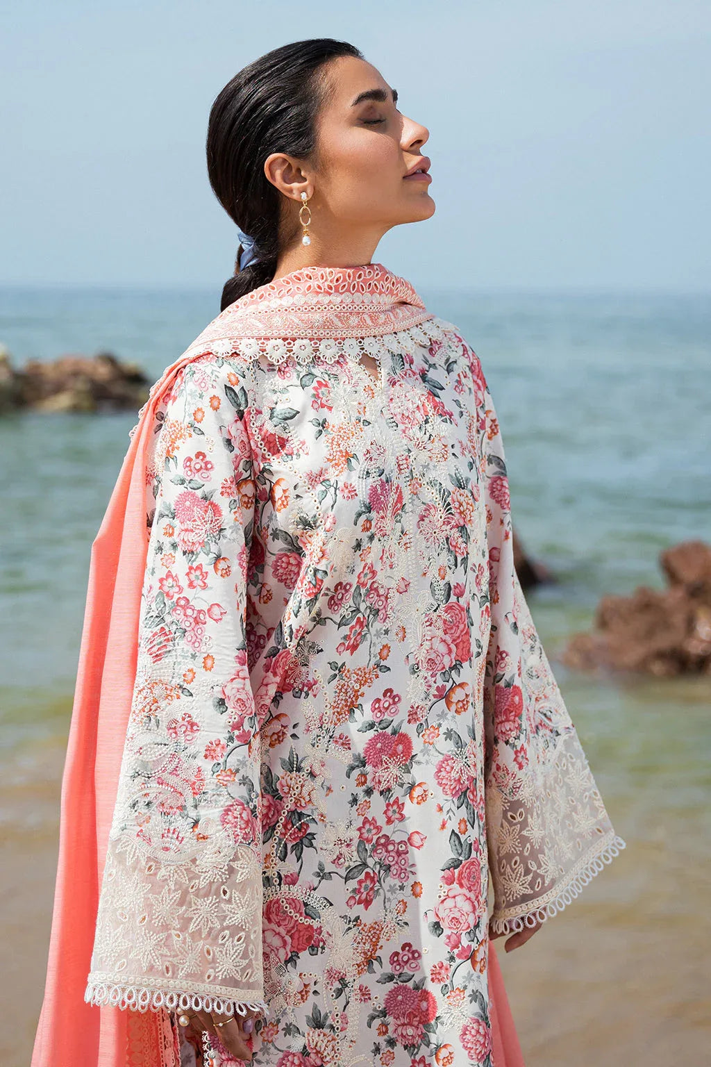 Afrozeh Summer Together Embroidered Lawn 3Pc Suit - Gardenia - Rang-e-Khaas