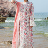 Afrozeh Summer Together Embroidered Lawn 3Pc Suit - Gardenia
