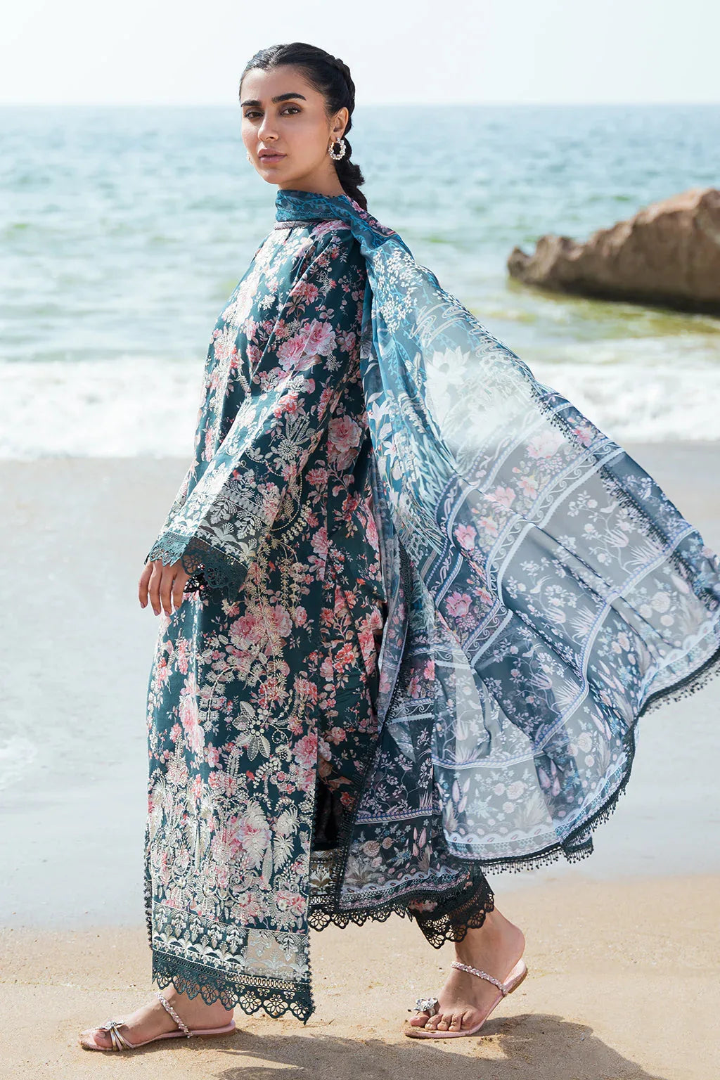 Afrozeh Summer Together Embroidered Lawn 3Pc Suit - Clover - Rang-e-Khaas