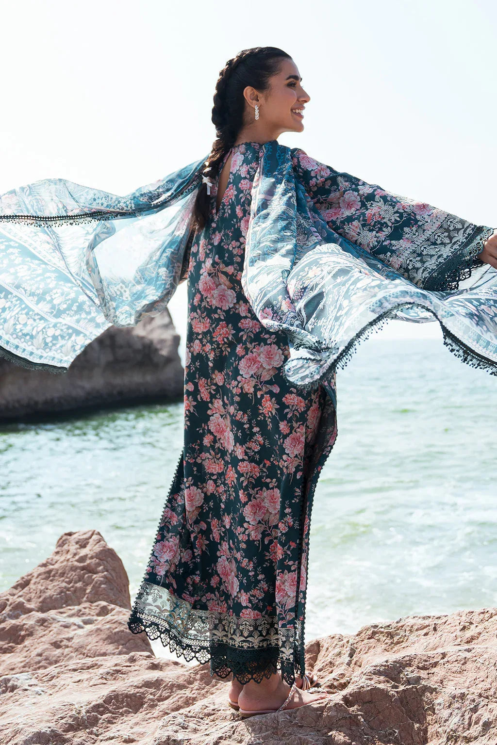 Afrozeh Summer Together Embroidered Lawn 3Pc Suit - Clover - Rang-e-Khaas