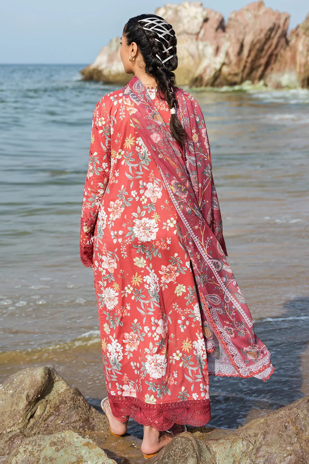 Afrozeh Summer Together Embroidered Lawn 3Pc Suit - Scarley - Rang-e-Khaas
