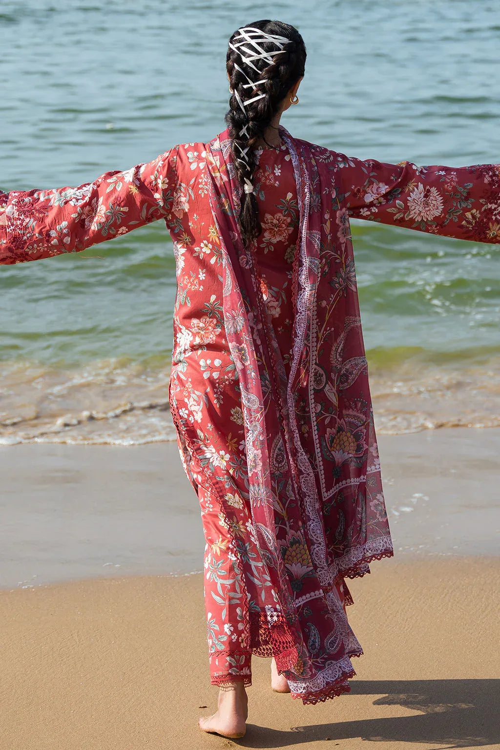 Afrozeh Summer Together Embroidered Lawn 3Pc Suit - Scarley - Rang-e-Khaas