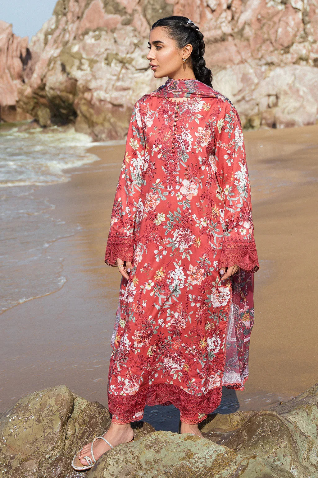 Afrozeh Summer Together Embroidered Lawn 3Pc Suit - Scarley - Rang-e-Khaas
