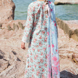 Afrozeh Summer Together Embroidered Lawn 3Pc Suit - Topaz