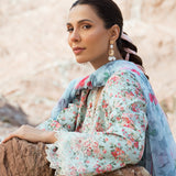 Afrozeh Summer Together Embroidered Lawn 3Pc Suit - Topaz