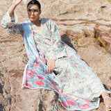 Afrozeh Summer Together Embroidered Lawn 3Pc Suit - Topaz
