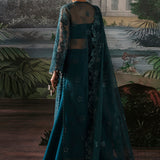 Afrozeh La Fuchsia Embroidered Organza 3Pc Suit - Alba
