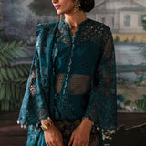 Afrozeh La Fuchsia Embroidered Organza 3Pc Suit - Alba