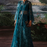 Afrozeh La Fuchsia Embroidered Organza 3Pc Suit - Alba