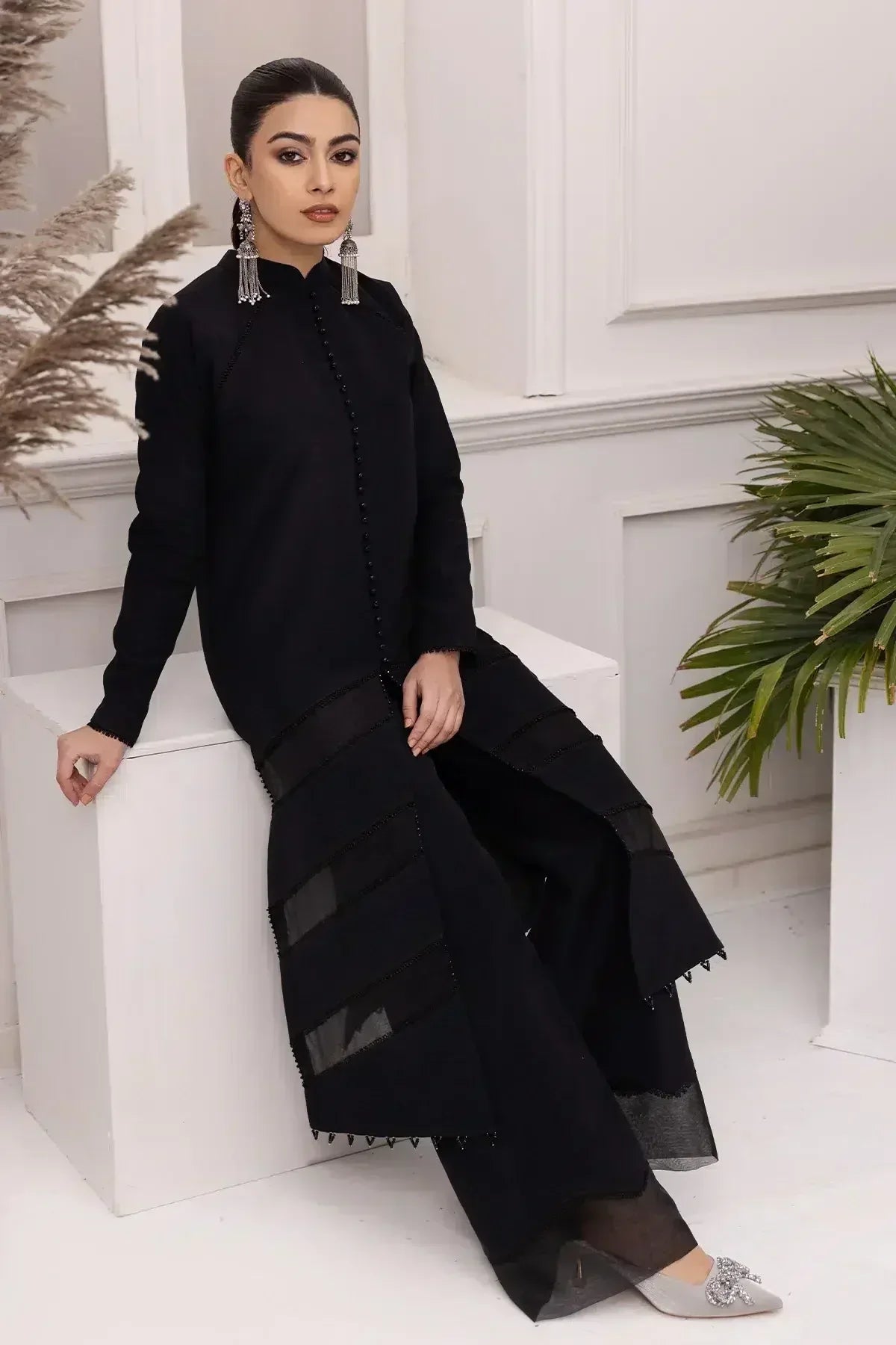 Alizeh | Formals Collection | Black Dress 3 piece - RTW1004 - Rang-e-Khaas