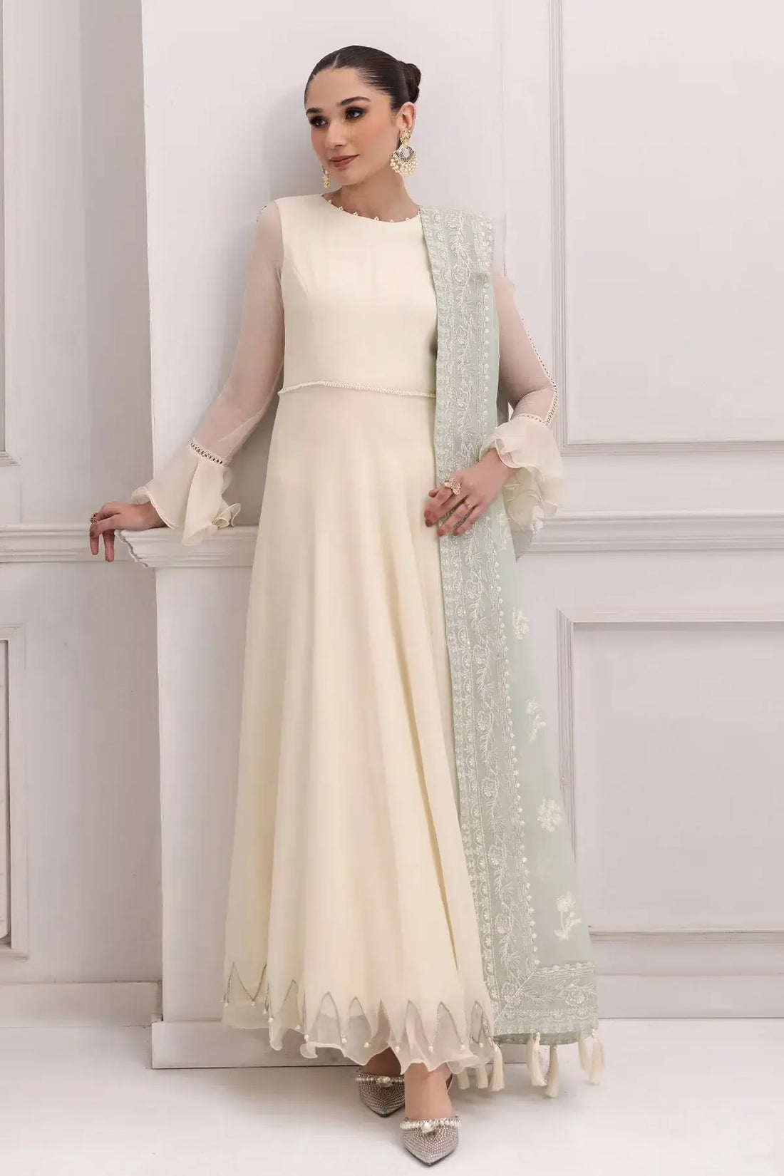 Alizeh | Formals Collection | Off White Dress 3 piece - RTW1007 - Rang-e-Khaas