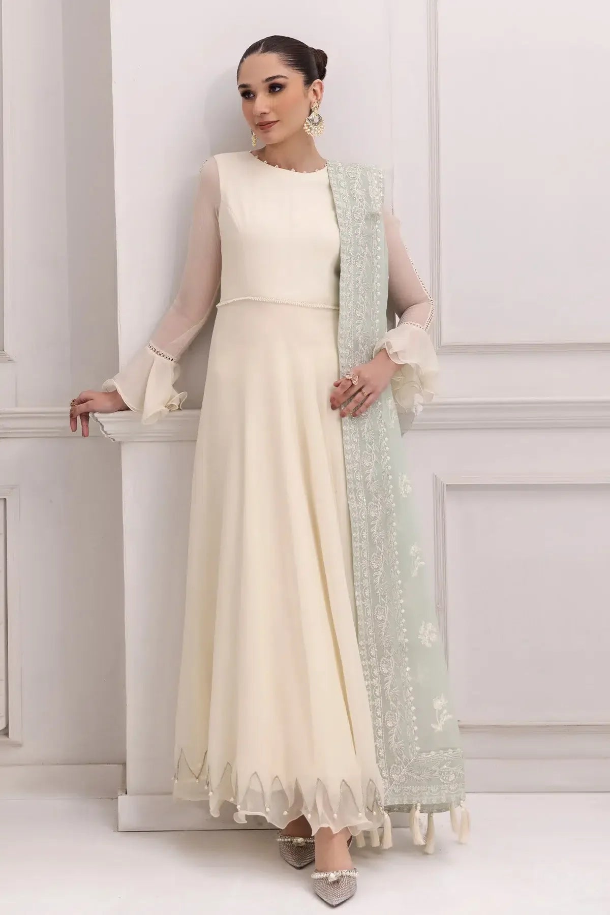 Alizeh | Formals Collection | Off White Dress 3 piece - RTW1007 - Rang-e-Khaas