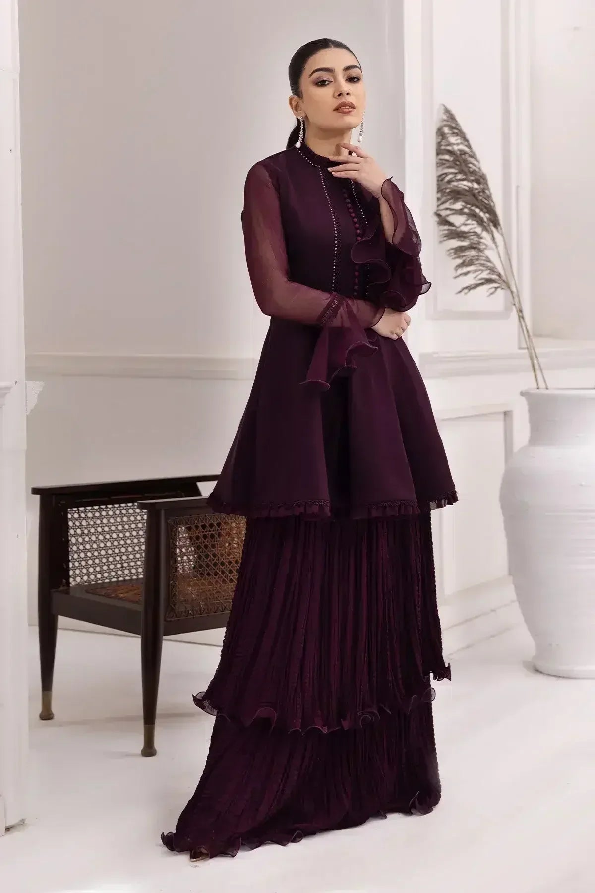 Alizeh | Formals Collection | Purple Frock 2 piece - RTW1001 - Rang-e-Khaas