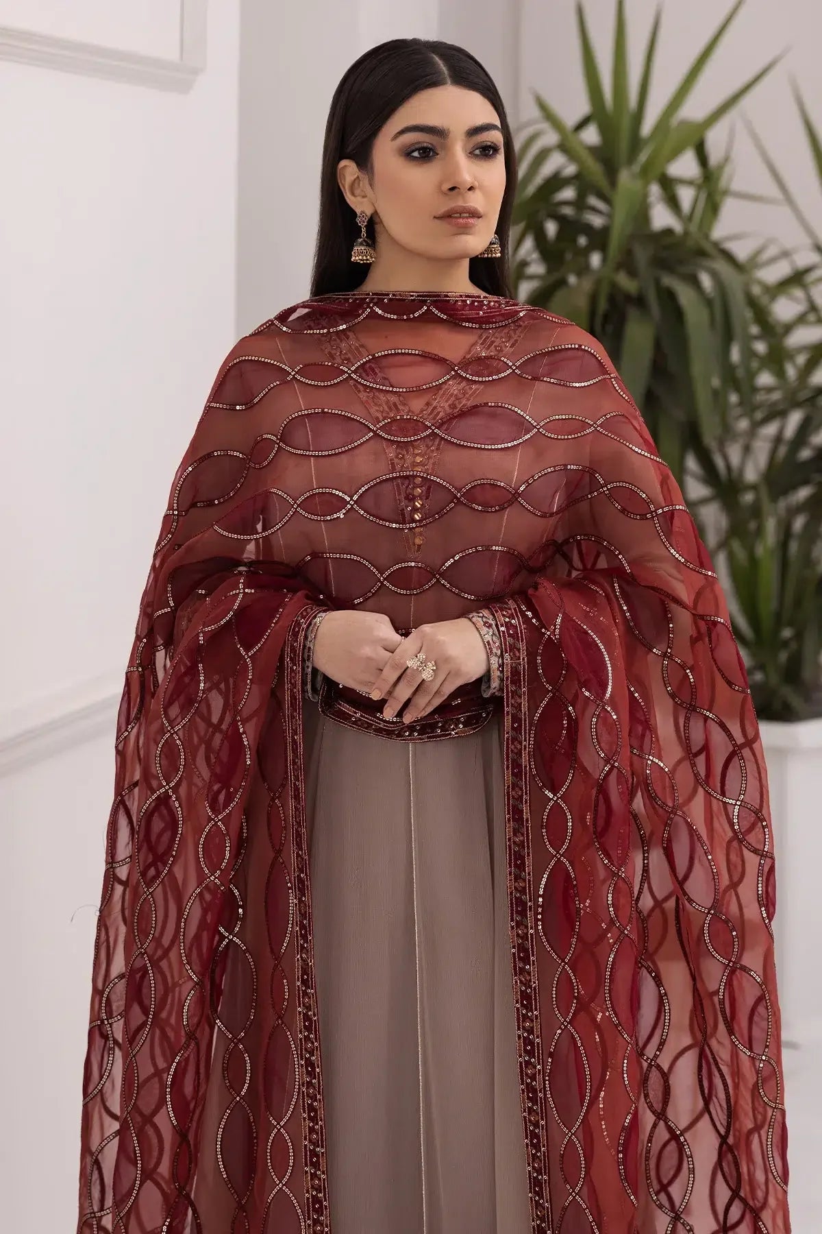 Alizeh | Formals Collection | Beige Dress 3 piece - RTW1010 - Rang-e-Khaas