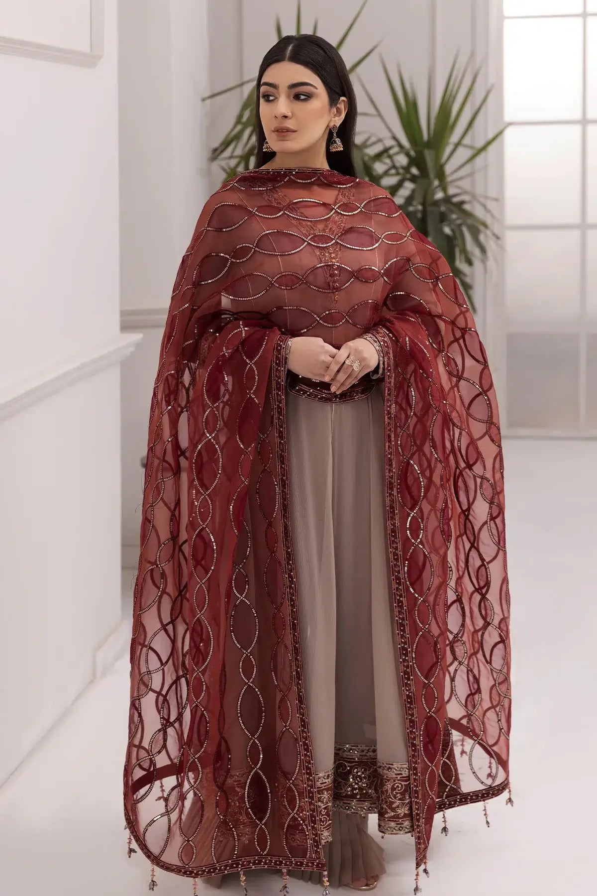Alizeh | Formals Collection | Beige Dress 3 piece - RTW1010 - Rang-e-Khaas