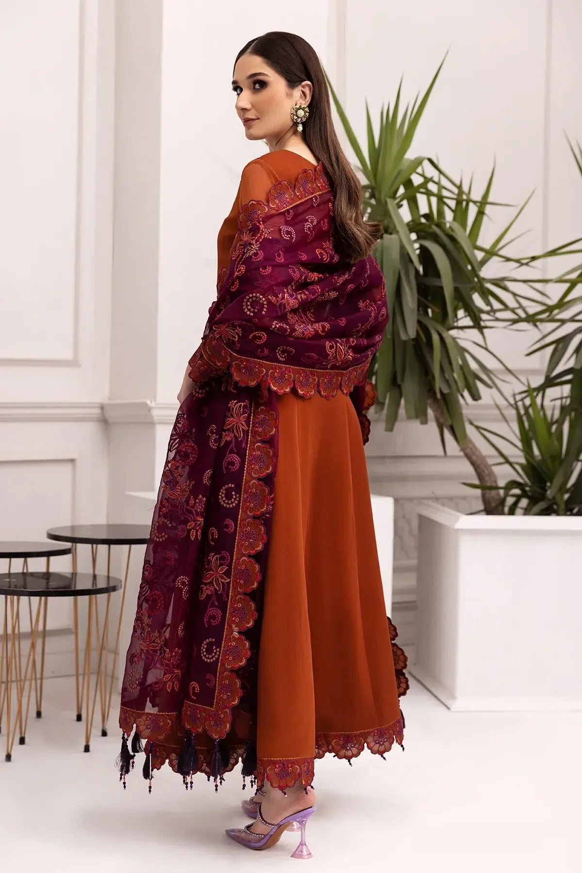 Alizeh | Formals Collection | Rust Dress 3 piece - RTW1011 - Rang-e-Khaas