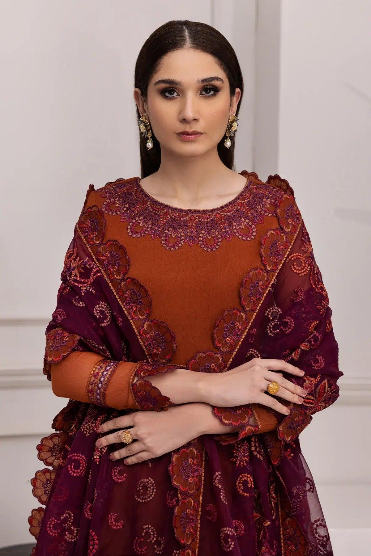Alizeh | Formals Collection | Rust Dress 3 piece - RTW1011 - Rang-e-Khaas