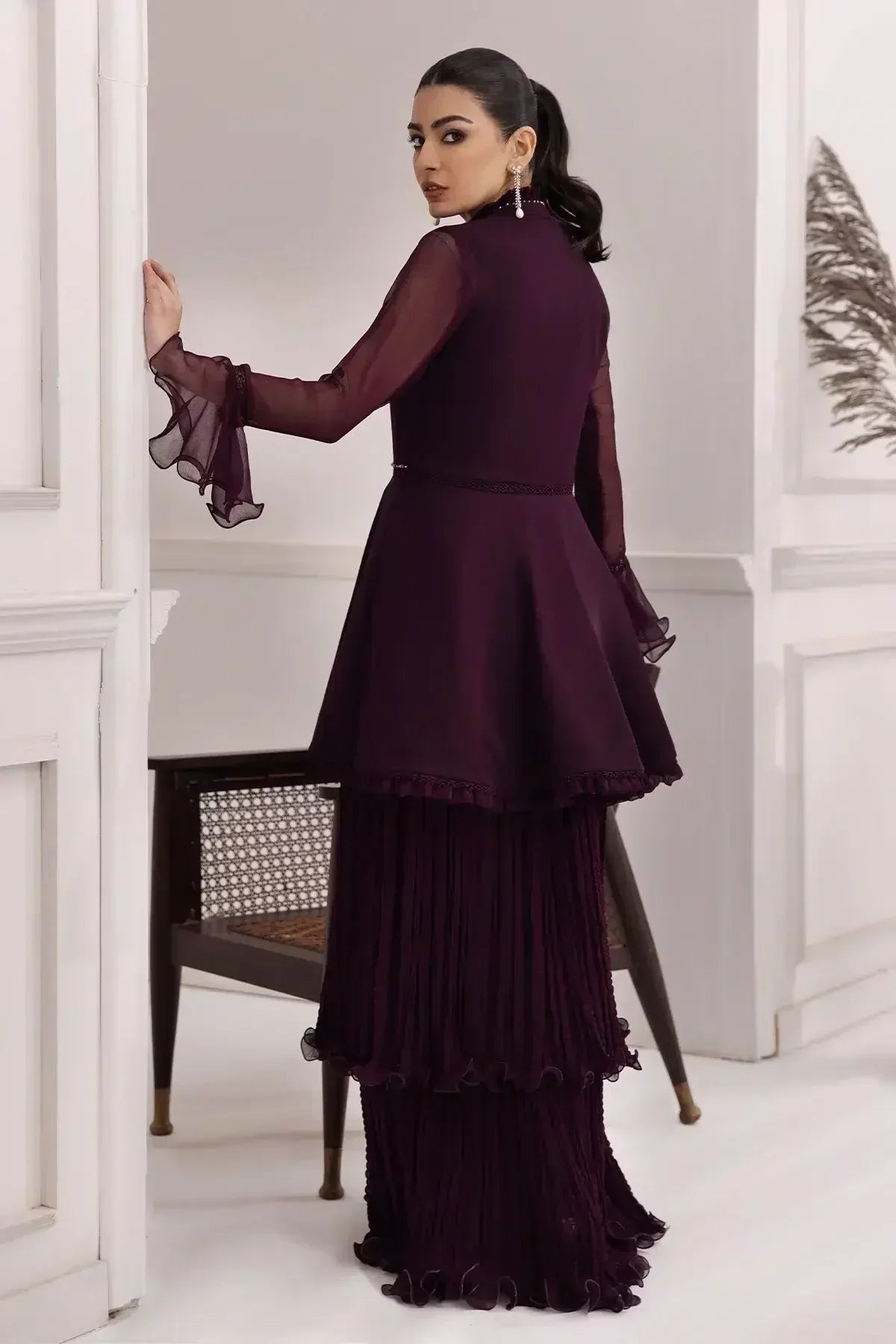 Alizeh | Formals Collection | Purple Frock 2 piece - RTW1001 - Rang-e-Khaas