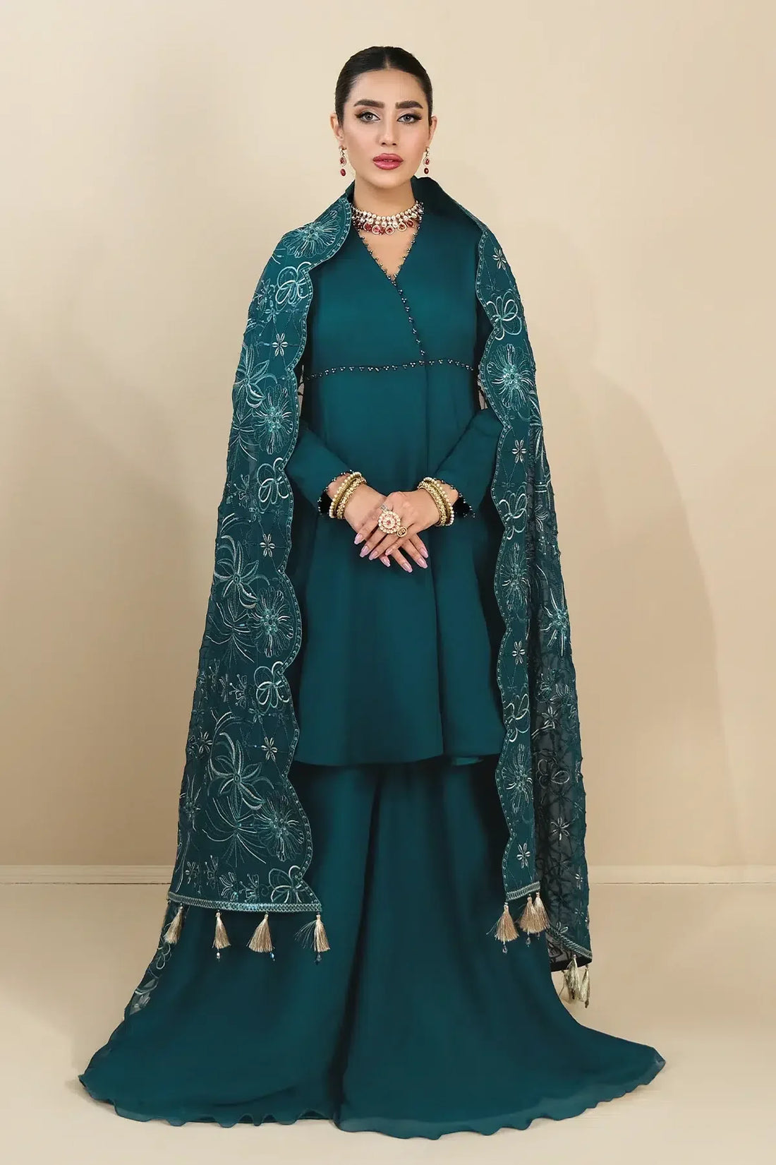 Alizeh | Formals Collection | Sea Green Peplum 3 piece - RTW1015 - Rang-e-Khaas