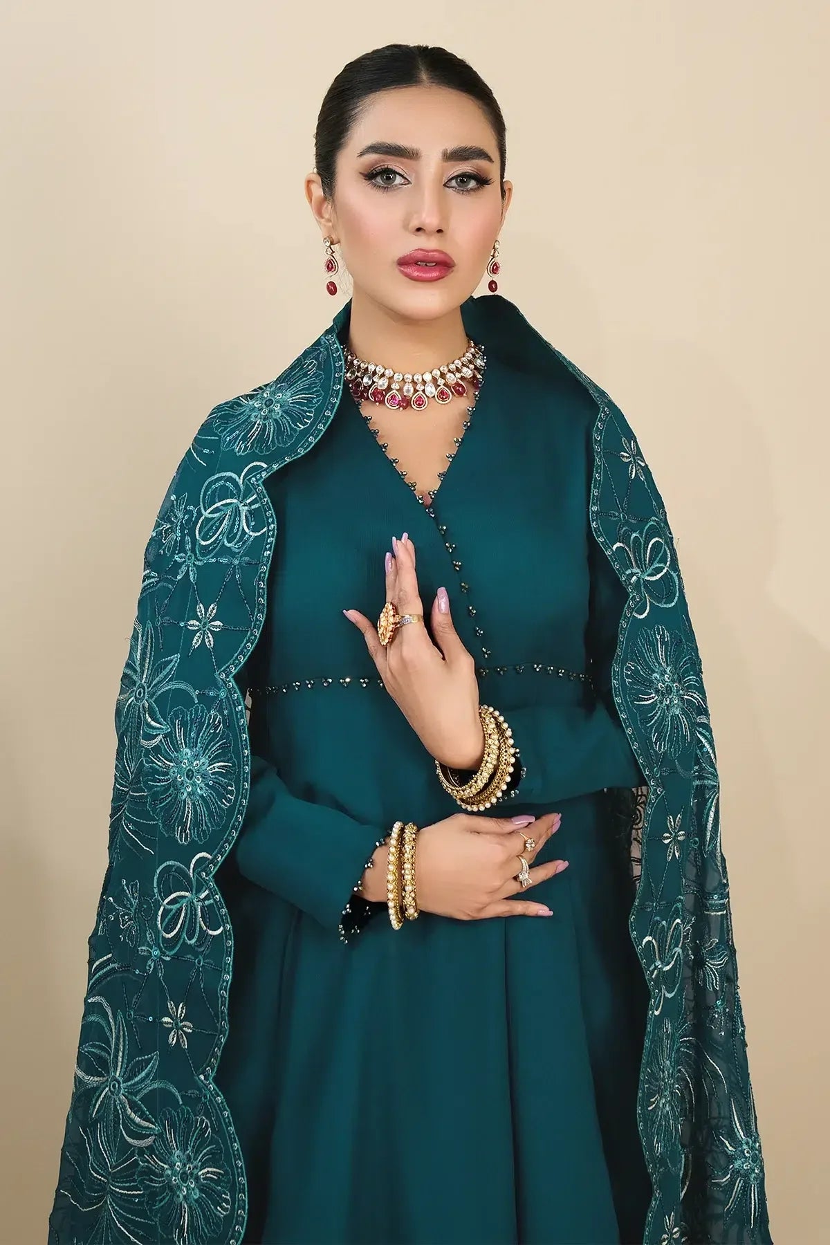 Alizeh | Formals Collection | Sea Green Peplum 3 piece - RTW1015 - Rang-e-Khaas