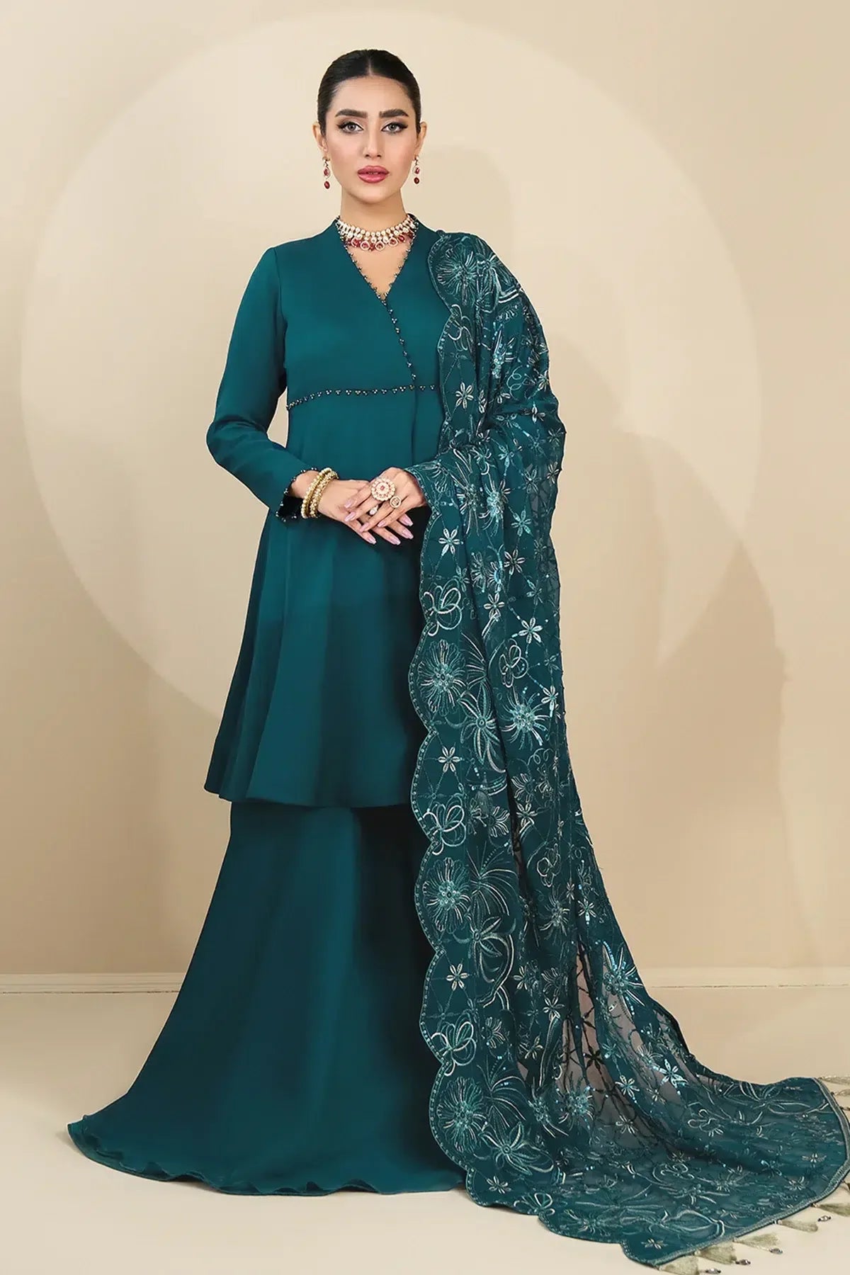 Alizeh | Formals Collection | Sea Green Peplum 3 piece - RTW1015 - Rang-e-Khaas
