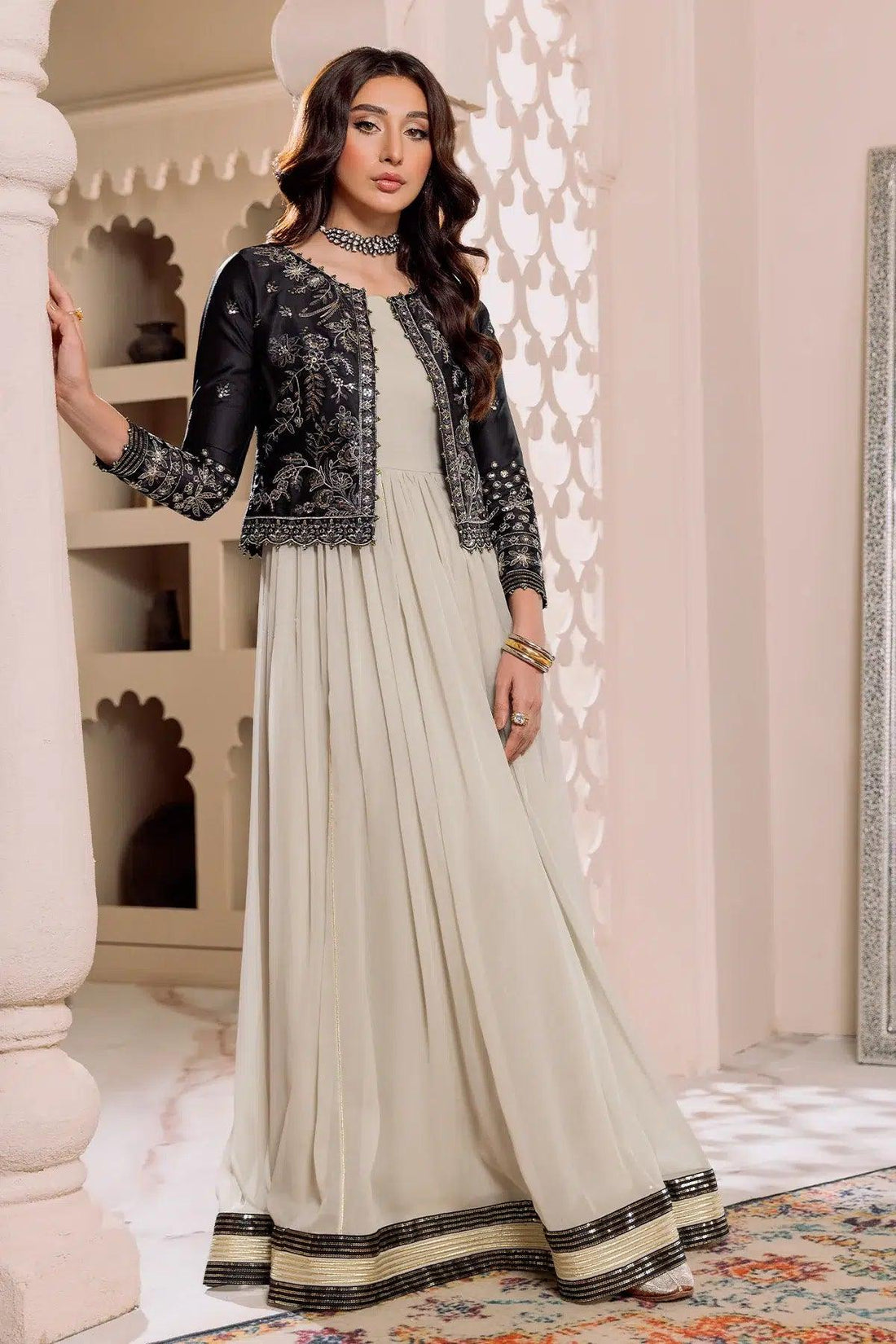 Alizeh | Formals Collection | Offwhite Black 4 piece - RTW1016 - Rang-e-Khaas
