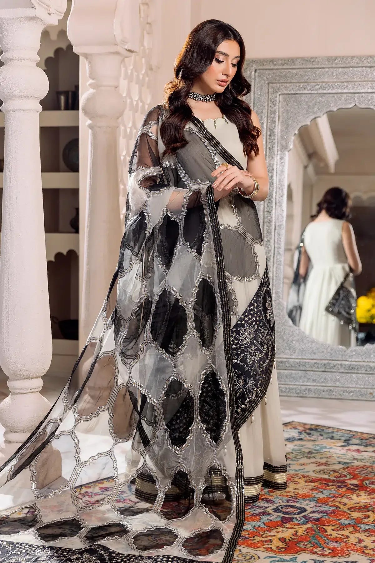 Alizeh | Formals Collection | Offwhite Black 4 piece - RTW1016 - Rang-e-Khaas