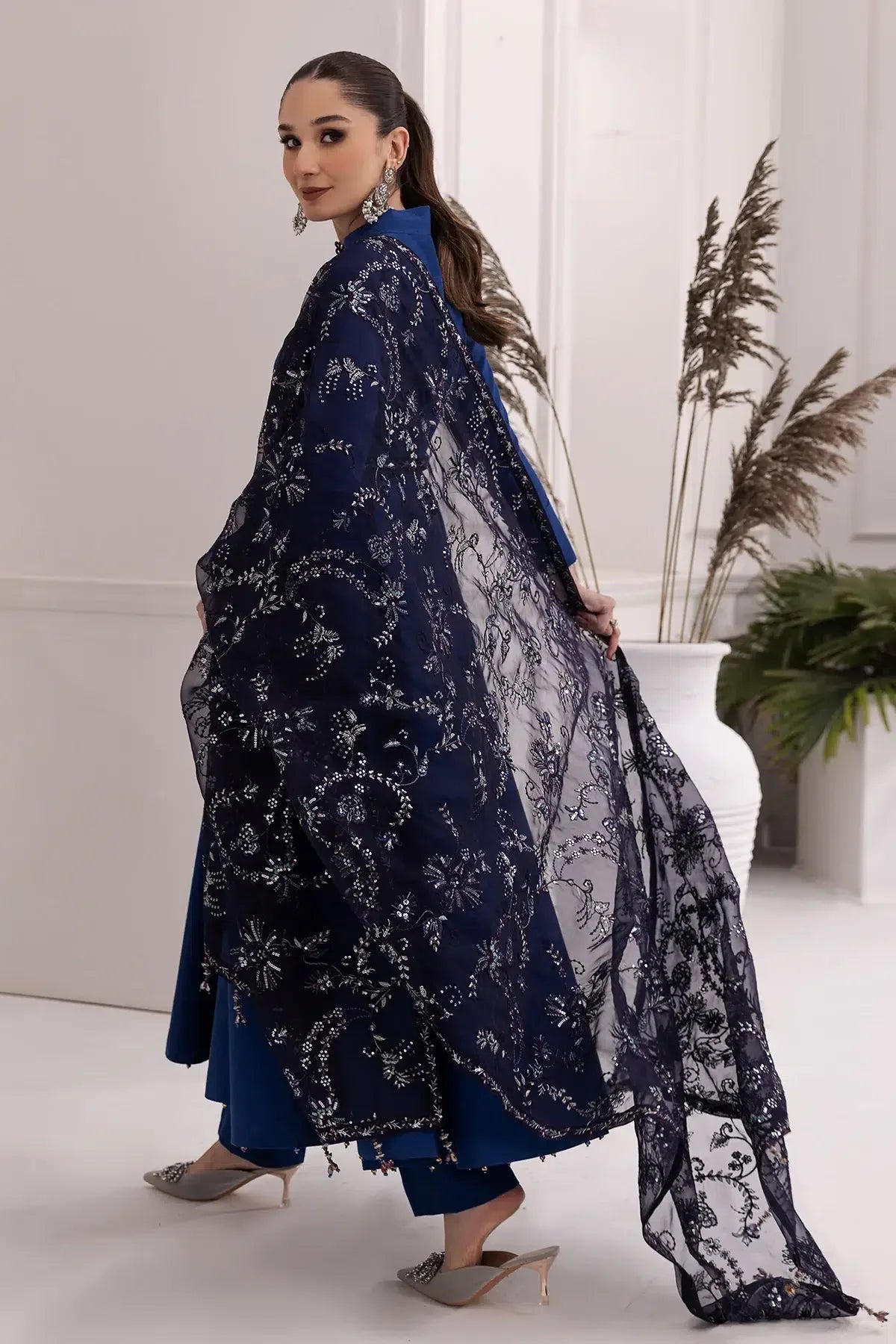 Alizeh | Formals Collection | Royal Blue Dress 3 piece - RTW1002 - Rang-e-Khaas