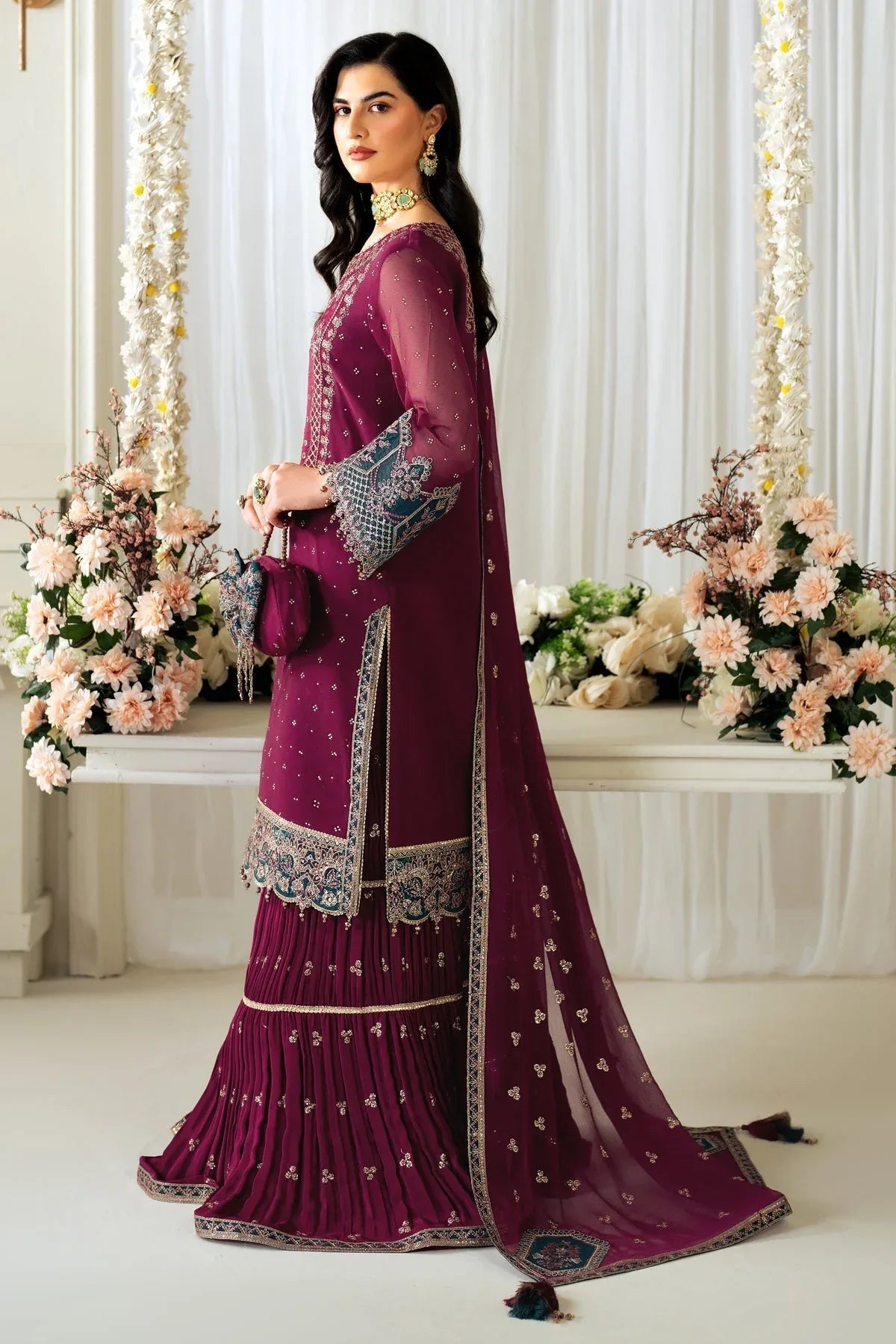 Alizeh | Selene Luxury Chiffon Collection 25 | AF-PS-8001-Rosie - Rang-e-Khaas