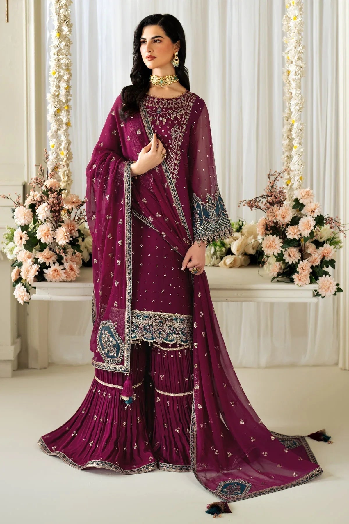 Alizeh | Selene Luxury Chiffon Collection 25 | AF-PS-8001-Rosie - Rang-e-Khaas