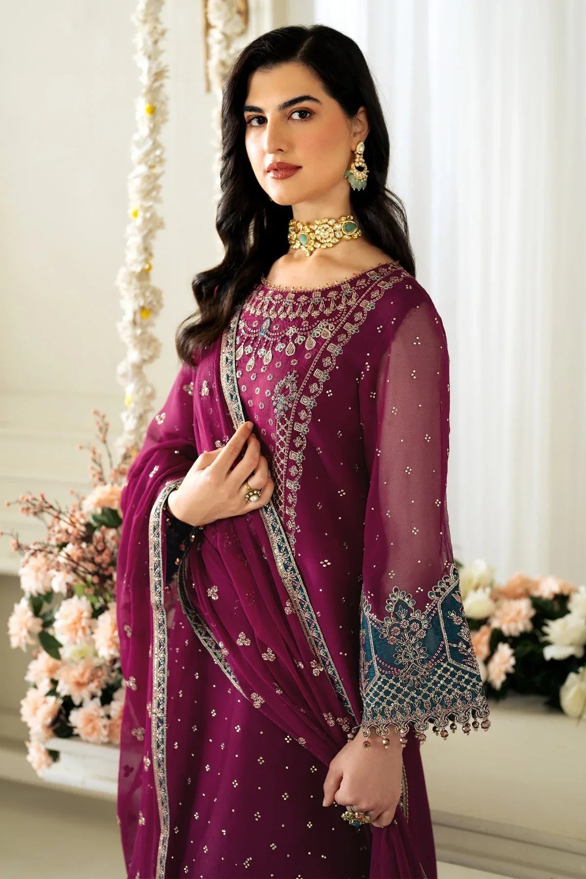 Alizeh | Selene Luxury Chiffon Collection 25 | AF-PS-8001-Rosie - Rang-e-Khaas