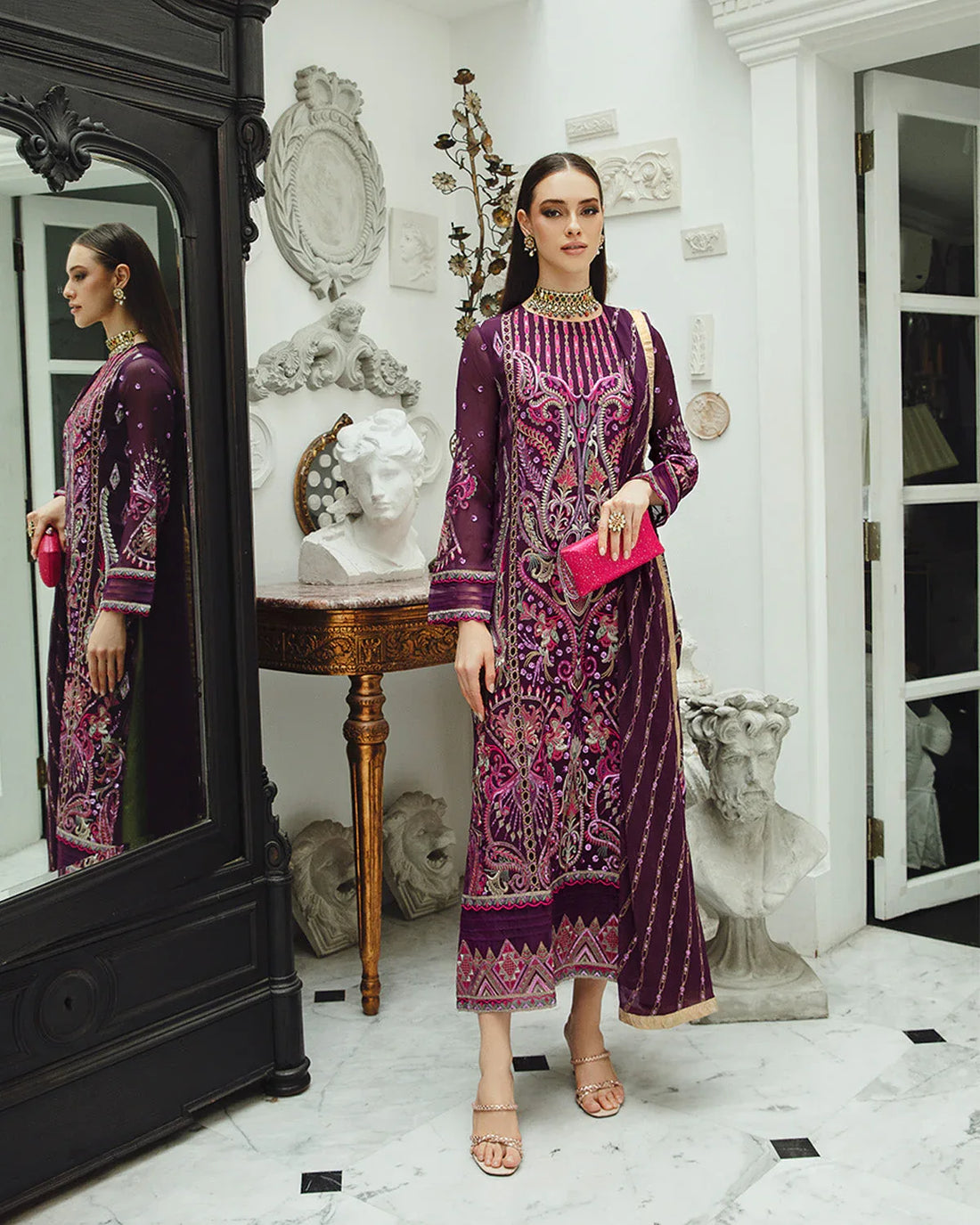 Maryum n Maria | Freesia Ariya Formals | SW23-502 - PLUM - Roshan - Rang-e-Khaas