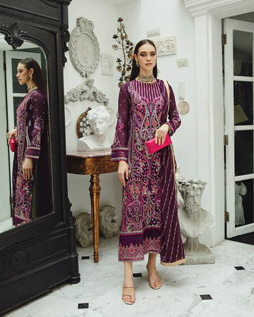 Maryum n Maria | Freesia Ariya Formals | SW23-502 - PLUM - Roshan - Rang-e-Khaas