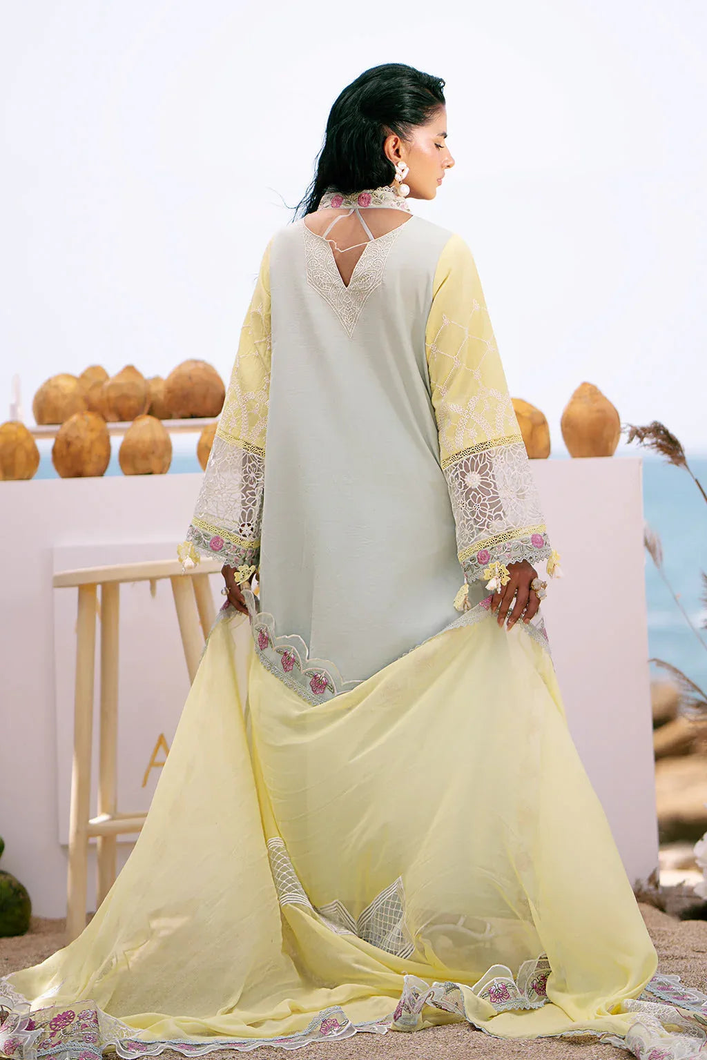 AJR Couture | Dastan Luxury Lawn 25 | Azure - Rang-e-Khaas