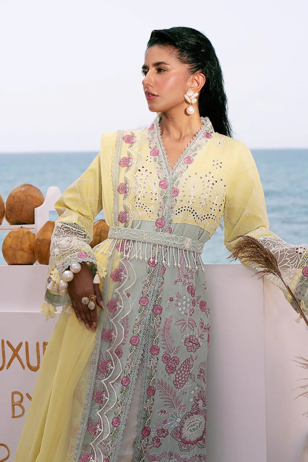 AJR Couture | Dastan Luxury Lawn 25 | Azure - Rang-e-Khaas