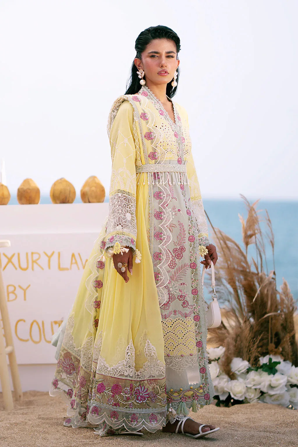 AJR Couture | Dastan Luxury Lawn 25 | Azure - Rang-e-Khaas