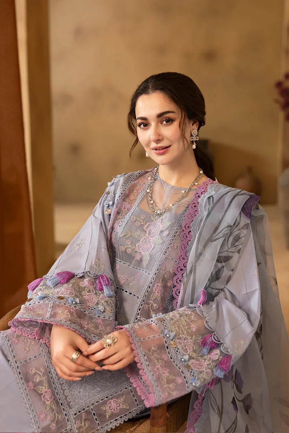 Saira Rizwan | Luxury Lawn 25 |EDRINA-SRL25-03 - Rang-e-Khaas