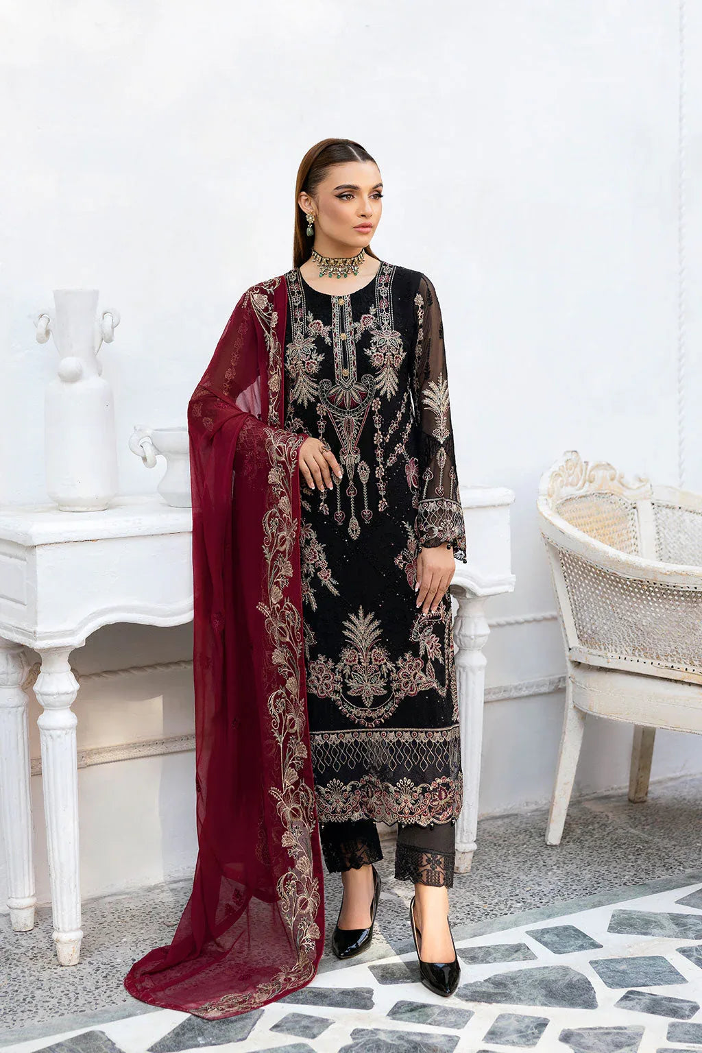 Ramsha | Chevron Chiffon Collection | A-1008 - Rang-e-Khaas