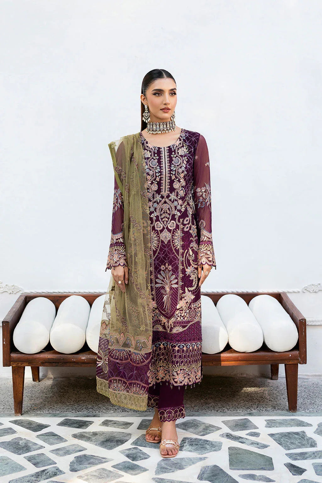 Ramsha | Chevron Chiffon Collection | A-1002 - Rang-e-Khaas