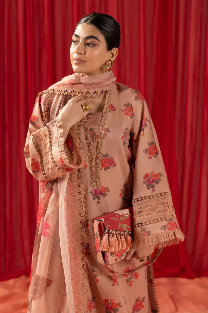 Alizeh | Sheen Lawn Prints 24 | Coral Peach - Rang-e-Khaas