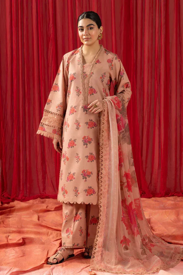Alizeh | Sheen Lawn Prints 24 | Coral Peach - Rang-e-Khaas