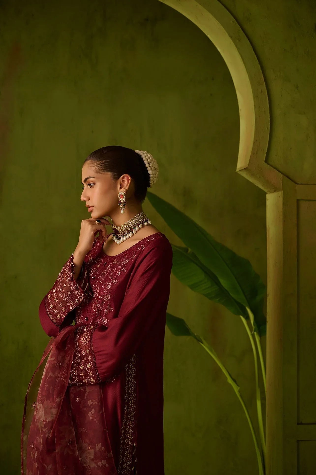 Dhanak | Festive Formals | SS24DU-3197 MAROON 3Pcs - Rang-e-Khaas