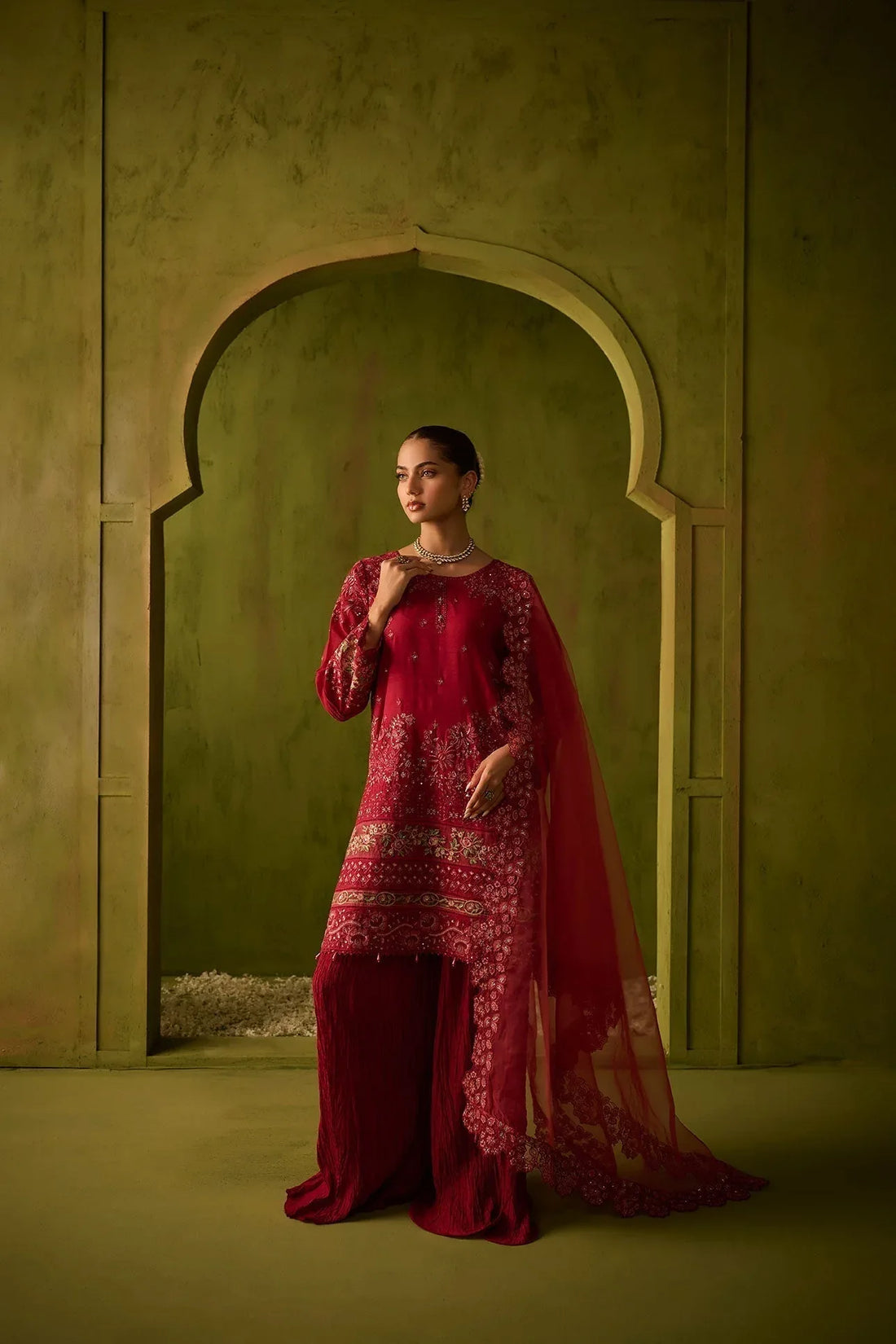 Dhanak | Festive Formals | SS24DU-3200 DARK-PINK 3Pcs - Rang-e-Khaas