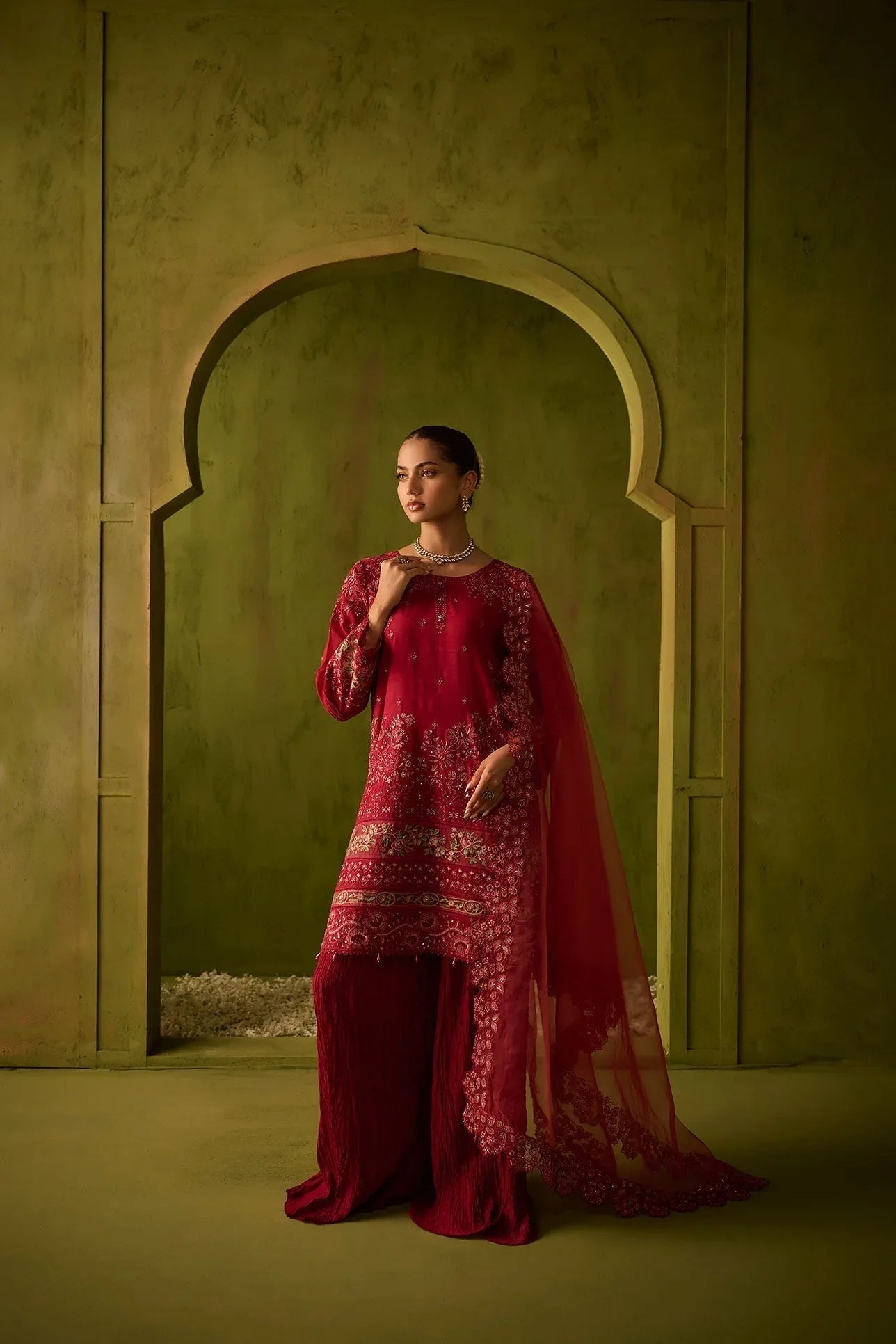 Dhanak | Festive Formals | SS24DU-3200 DARK-PINK 3Pcs - Rang-e-Khaas