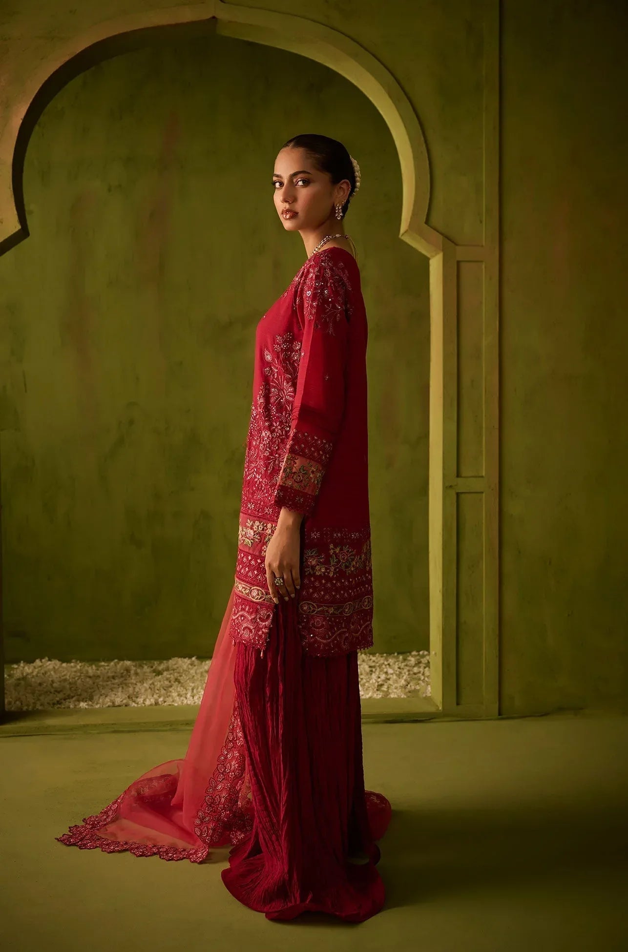 Dhanak | Festive Formals | SS24DU-3200 DARK-PINK 3Pcs - Rang-e-Khaas