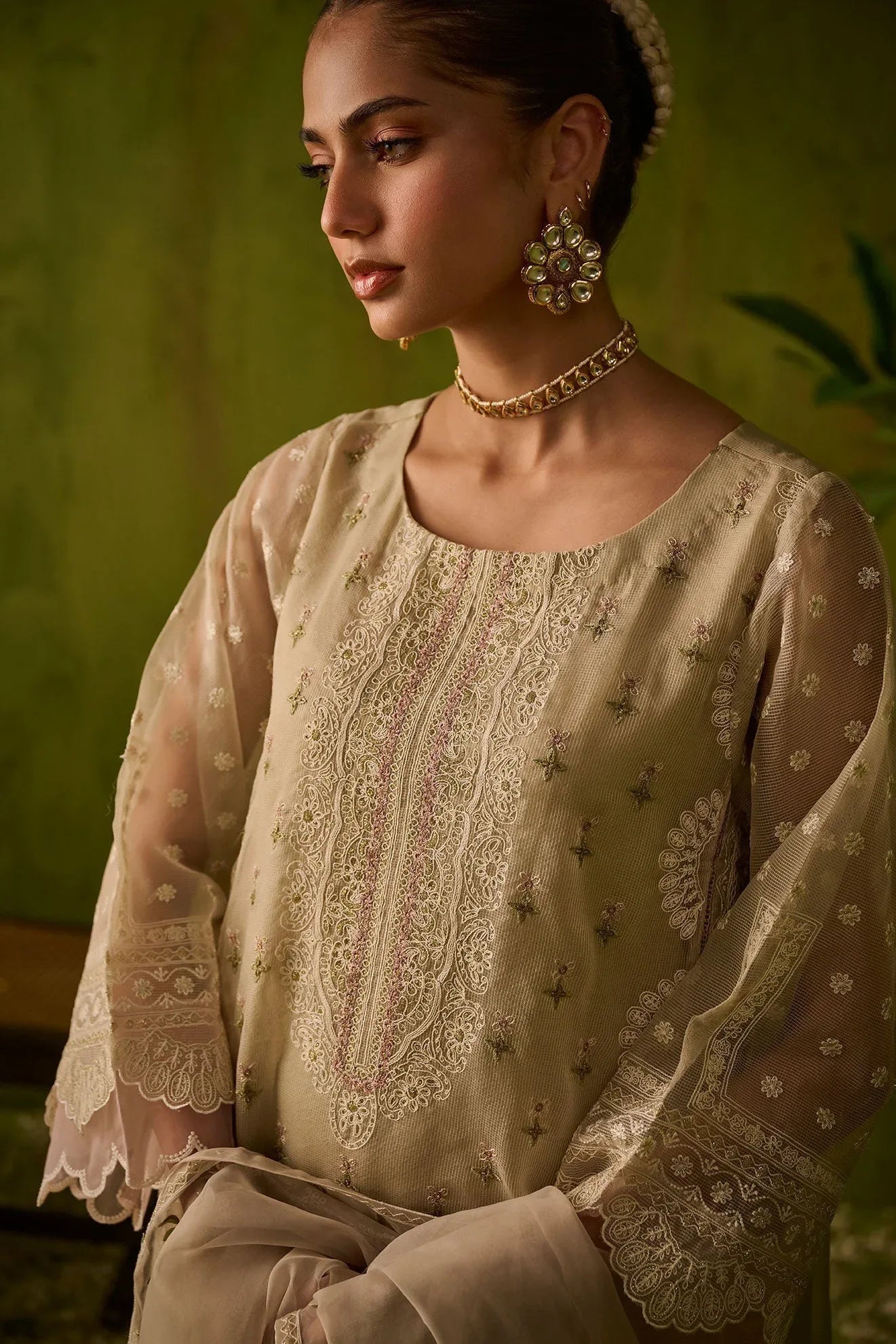 Dhanak | Festive Formals | SS24DU-3194 BEIGE 3Pcs - Rang-e-Khaas
